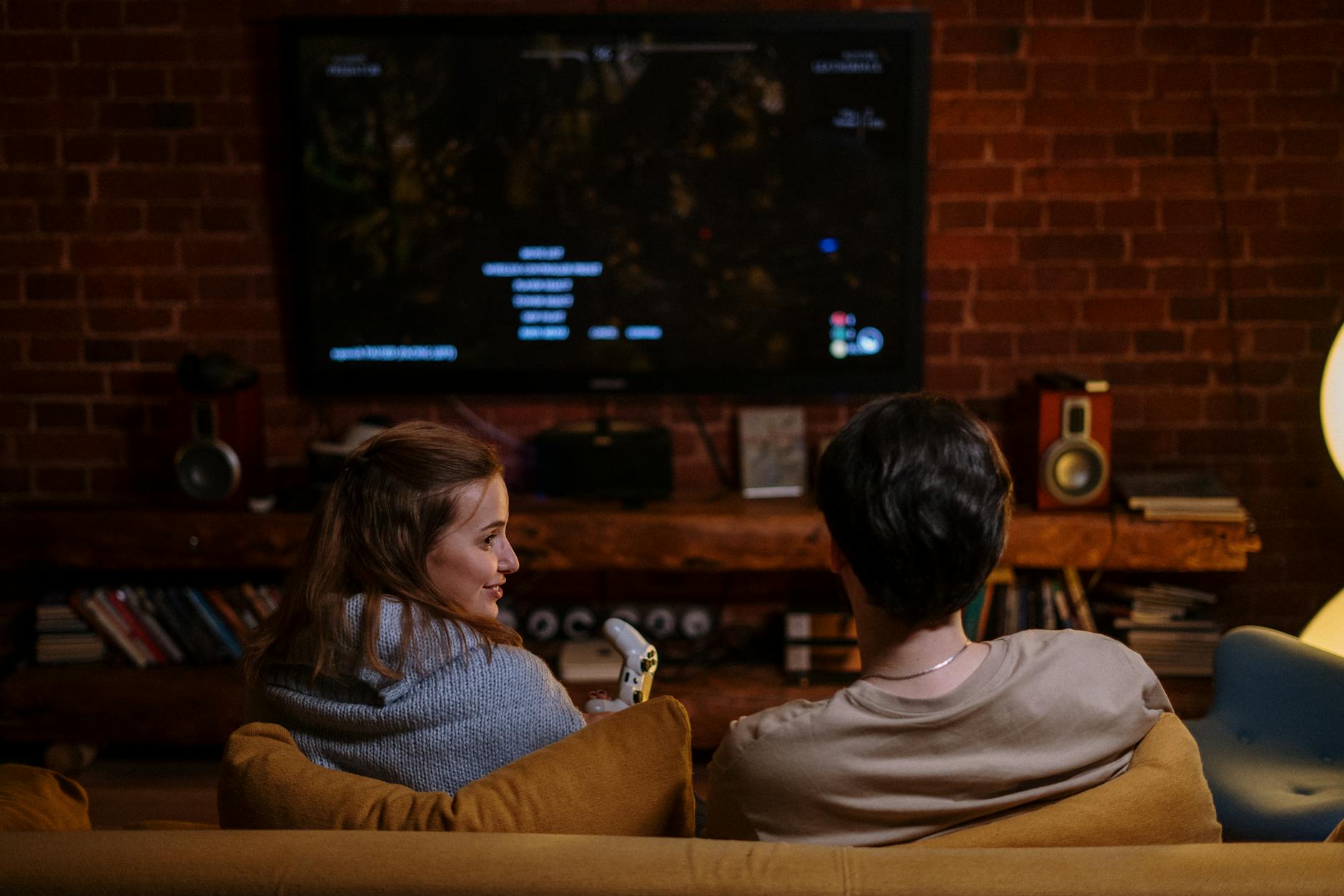 couple love sitting evening